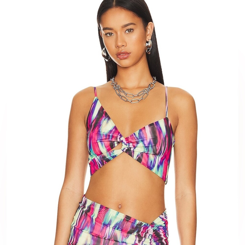 Camila Coelho Serenity Top in Blue Hallucinogen Size S